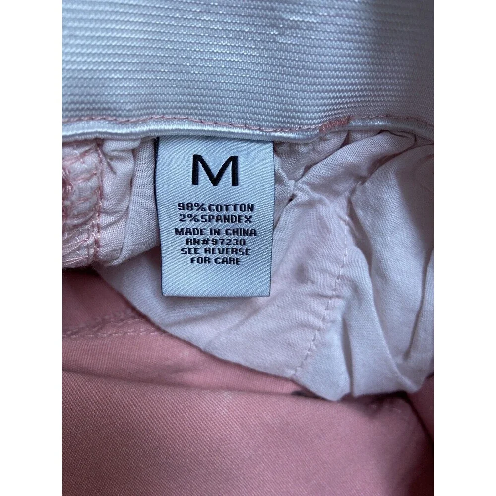 Almost Famous Shorts Womens M Pink Cuffed Denim Elastic Waist Zip Paperbag